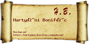 Hartyáni Bonifác névjegykártya